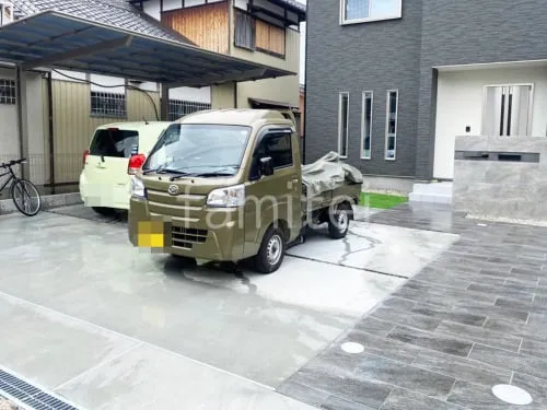 カーポート1台 (単棟) LIXIL ネスカF フラット屋根 駐車場ガレージ床 土間コンクリート仕上 伸縮目地