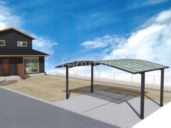 2台用カーポート 土間コンクリート