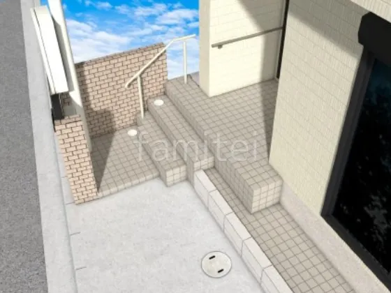 階段　タイル貼り