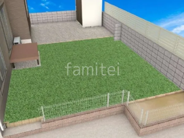 人工芝 ウッドデッキ 花壇