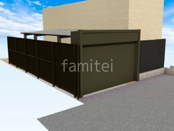 多段目隠しフェンス 1.5台用カーポート