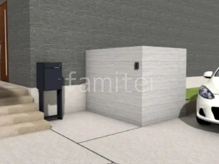 タイル門柱 宅配ボックス付き機能門柱