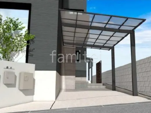 1台用カーポート 土間コンクリート 伸縮目地