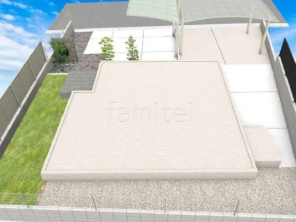 人工芝 砂利敷き