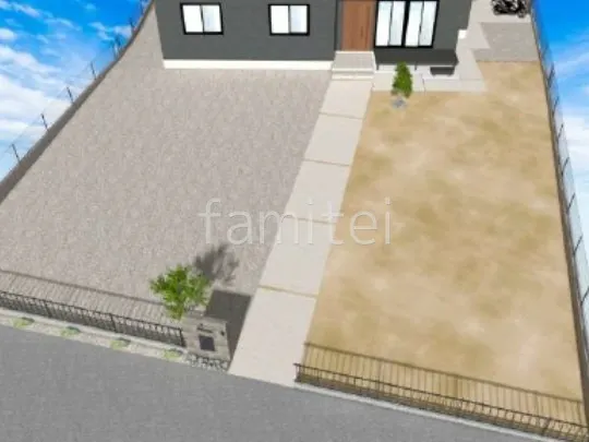 土間コンクリート　砂利敷き