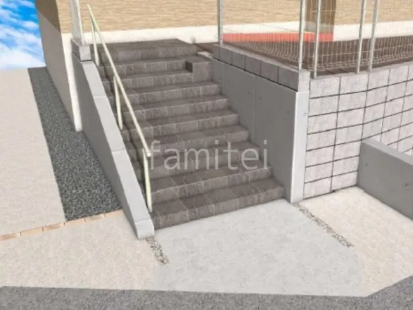 階段　タイル貼り