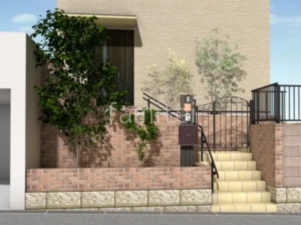 壁タイル貼り　レンガ風タイル