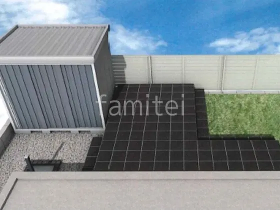 タイルデッキ　物置