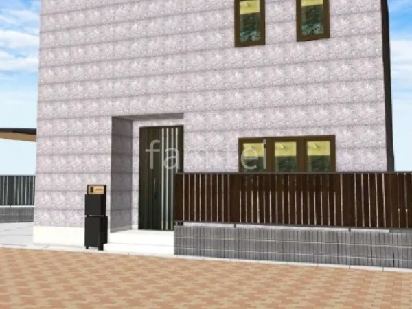 宅配ボックス付き機能門柱　目隠しフェンス