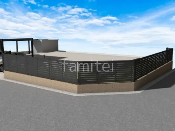 目隠しフェンス　化粧ブロック積