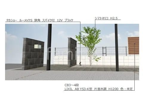 土間コンクリート　シンボルツリー　タイルアプローチ　