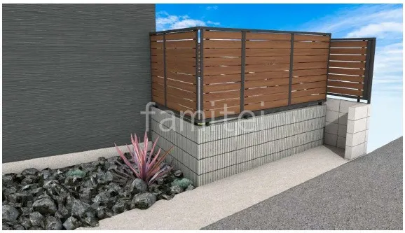 目隠しフェンス　化粧ブロック