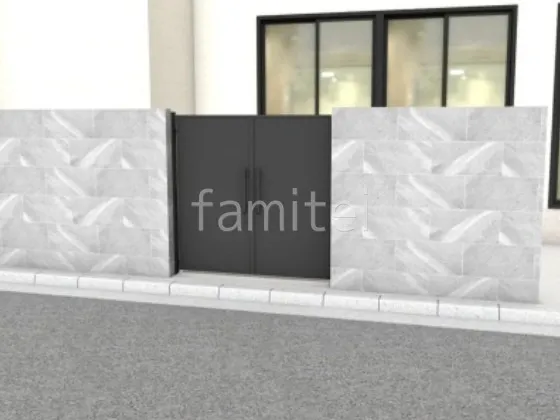 タイル門塀 両開き門扉