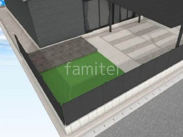 人工芝　タイルデッキ