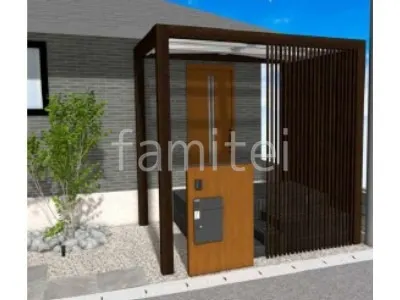 宅配ボックス付き機能門柱　1階用テラス屋根