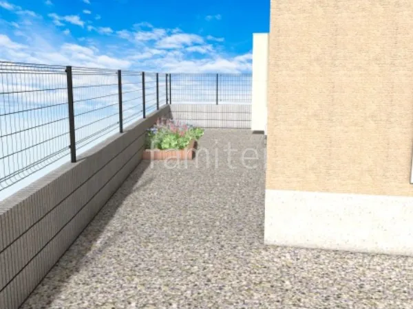 砂利敷き　花壇