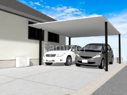 2台用カーポート　土間コンクリート　伸縮目地