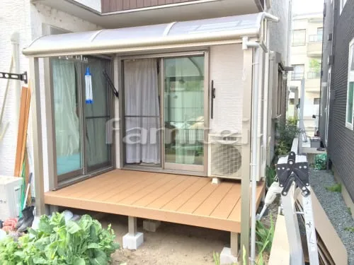 洗濯干し屋根 YKKAP ヴェクターテラス屋根(ベクター) 1階用 R型アール屋根 物干し 人工木ウッドデッキ リウッドデッキ200