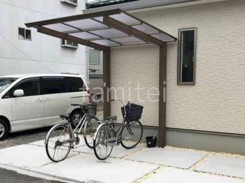 サイクルポート 自転車バイク屋根 タカショー フル木製調 アートポート フラット屋根