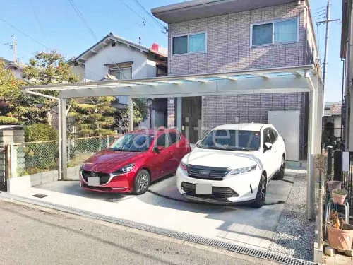 カーポート３台 （横ワイド トリプル） YKKAP エフルージュ FIRST フラット屋根