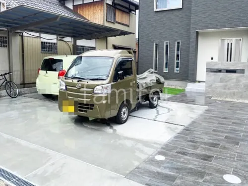 カーポート1台 (単棟) LIXIL ネスカF フラット屋根 駐車場ガレージ床 土間コンクリート仕上 伸縮目地