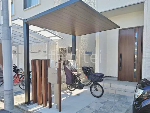 サイクルポート 自転車バイク屋根 LIXIL 木製調 カーポートSC ミニ フラット屋根 吊り下げ屋根