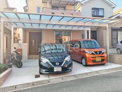 カーポート３台 （横ワイド トリプル） YKKAP エフルージュ FIRST フラット屋根