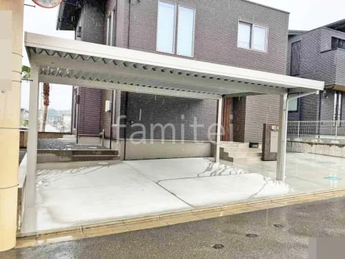 カーポート２台(ワイド) ツイン YKKAP ジーポートPro 積雪30cm対応 フラット屋根 折板屋根