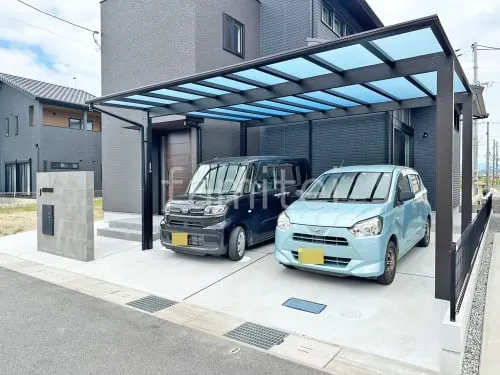カーポート２台(ワイド) ツイン YKKAP エフルージュ FIRST フラット屋根