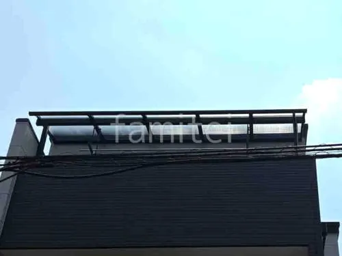 ３階ベランダ屋根  LIXIL スピーネR アール屋根 スタンダード 壁付