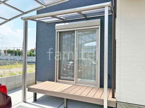 １階テラス屋根 （雨除け） YKKAP ソラリアF フラット屋根 スタンダード 壁付 人工木デッキ  LIXIL 人工木 樹ら楽ステージ 
