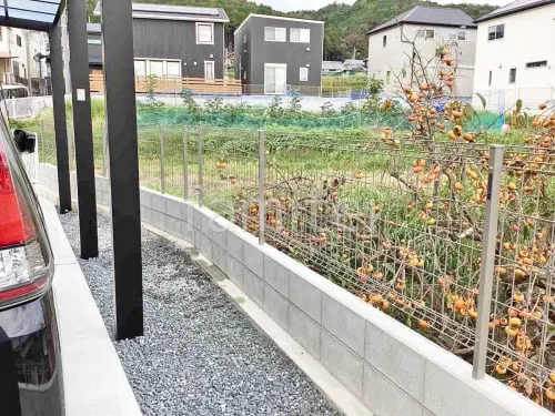 スチールメッシュ フェンス YKKAP イーネット3F型 スチール柱 境界・メッシュ ブロック塀 （化粧ブロック） 太陽エコブロックス 普通CB 