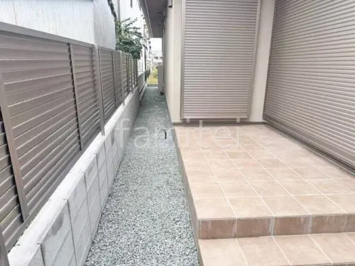 犬走り 防犯砂利敷き バラス砕石 防草シート加工