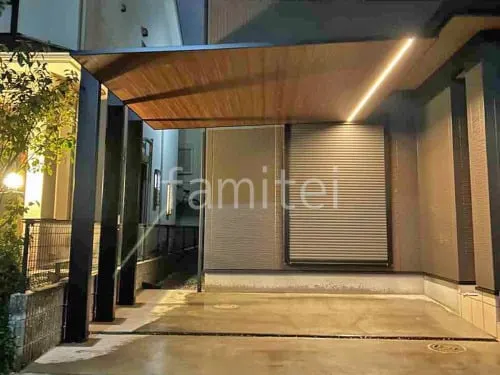 カーポート１台 （単棟） LIXIL 木製調 カーポートSC フラット屋根 吊り下げ屋根