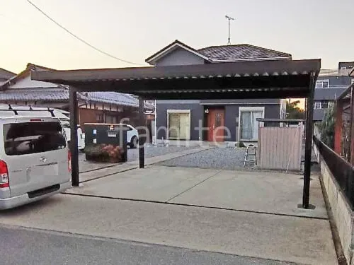 カーポート２台(ワイド) ツイン YKKAP ジーポートPro 積雪50cm対応 フラット屋根 折板屋根