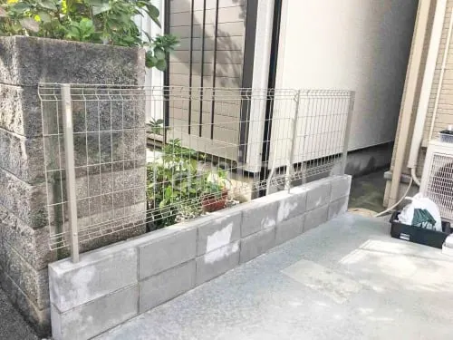 スチールメッシュ フェンス YKKAP イーネット3F型 スチール柱 境界・メッシュ ブロック塀 （化粧ブロック） 太陽エコブロックス 普通CB 