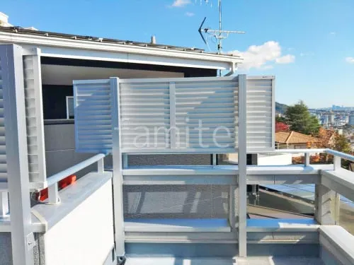 アルミ形材 フェンス LIXIL AB YL3型 横ルーバー3 2段柱 60角 上段のみ 目隠し