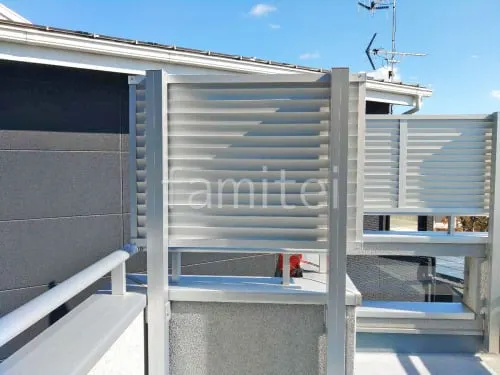 アルミ形材 フェンス LIXIL AB YL3型 横ルーバー3 2段柱 60角 上段のみ 目隠し