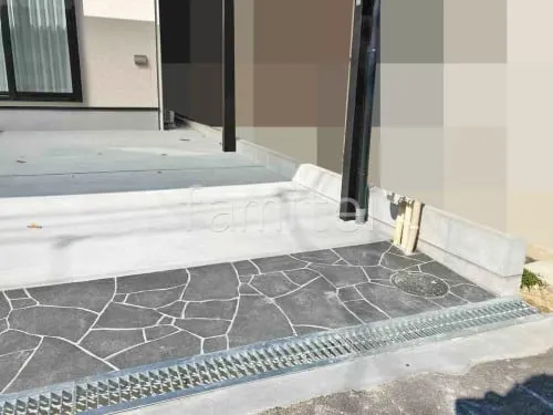 乱形石張り （床石貼り）  乱形石張りのみ ブラック 石・ストーン調