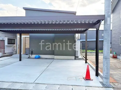 カーポート２台(ワイド) ツイン YKKAP ジーポートPro 積雪100cm対応 フラット屋根 折板屋根