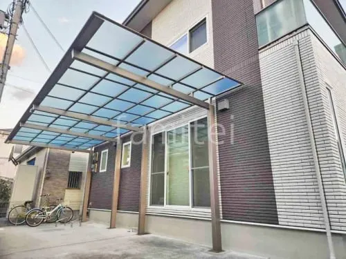 カーポート２台(縦) 連棟 三協アルミ ニューマイリッシュ 逆勾配 フラット屋根 前下がり屋根