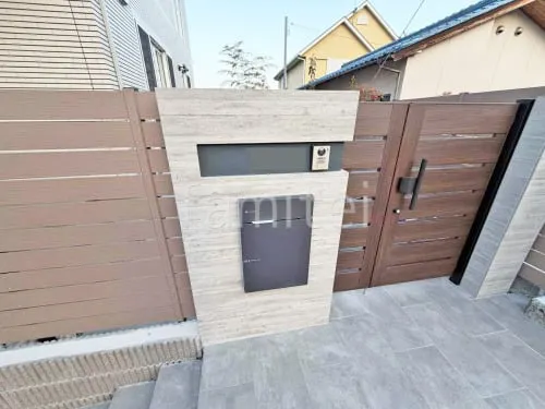 親子両開き 門扉 YKKAP 木製調 ルシアスYS4型 横スリット 