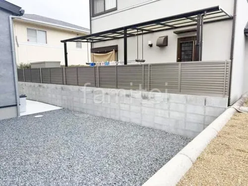 アルミ形材 フェンス LIXIL AB YL3型 横ルーバー3 目隠し ブロック塀 （化粧ブロック） 太陽エコブロックス 普通CB 