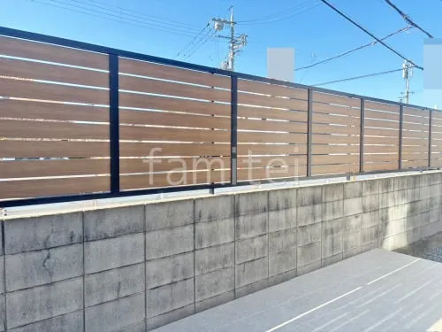 アルミ形材 フェンス LIXIL 木製調AB YS3型 横スリット3 目隠し 木調・ラティス