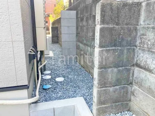 犬走り 防犯砂利敷き バラス砕石 防草シート加工