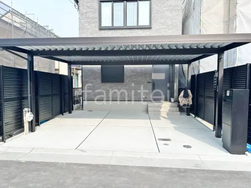 カーポート２台(ワイド) ツイン YKKAP ジーポートPro 積雪50cm対応 フラット屋根 折板屋根