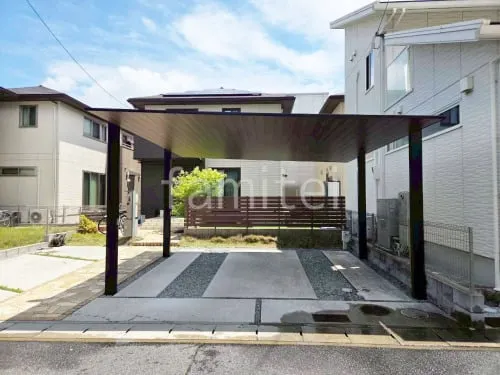 カーポート２台(ワイド) ツイン LIXIL 木製調 カーポートSC フラット屋根 吊り下げ屋根