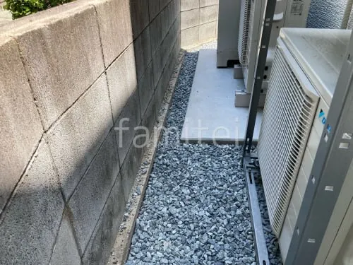 犬走り 防犯砂利敷き バラス砕石 防草シート加工
