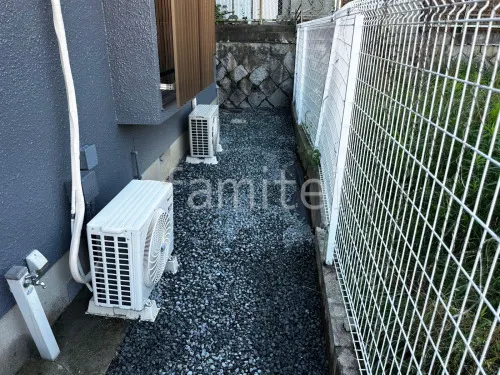 犬走り 防犯砂利敷き バラス砕石 防草シート加工