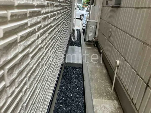 犬走り 防犯砂利敷き バラス砕石 防草シート加工